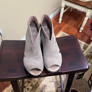 Dansko Nubuck Taupe Open Toe Bootie